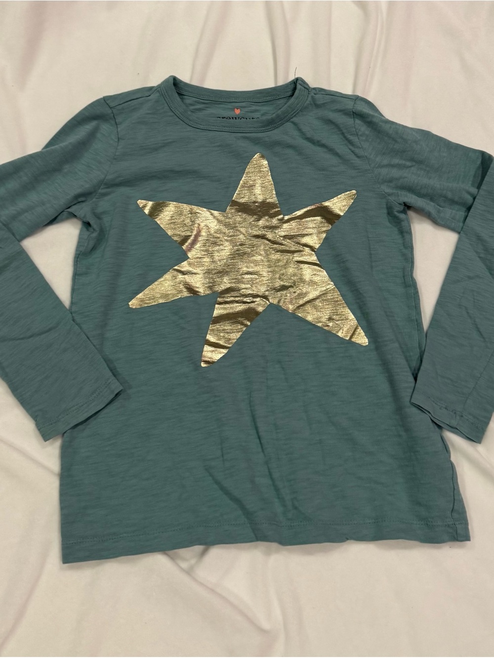 Crewcuts Teal Long-Sleeve Tee with Metallic Gold Star